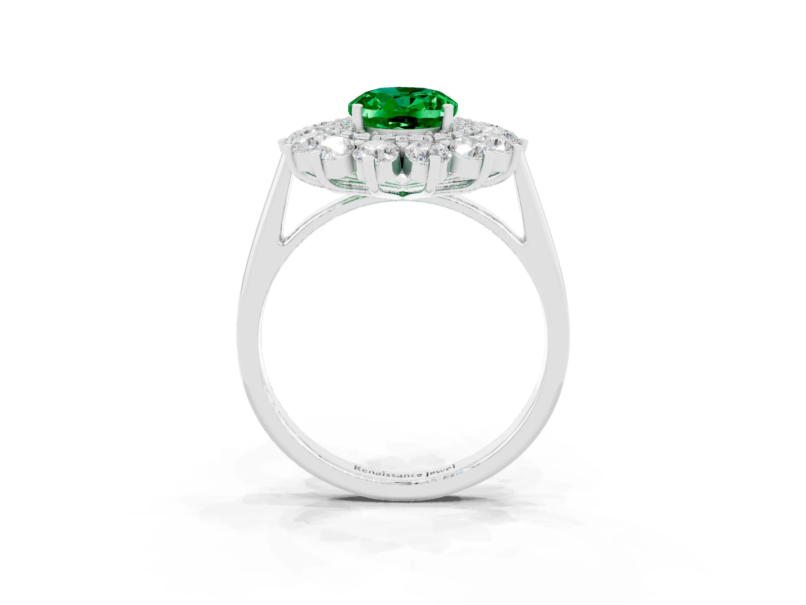 Platinum Oval Cut Halo Cluster Diamond Ring with Pave Band and Four-Prong Setting_9