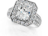 Platinum Oval Cut Halo Diamond Engagement Ring with Pave Split Shank and Four-Prong Setting_20