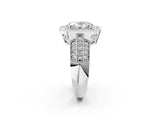 Platinum Oval Cut Halo Diamond Engagement Ring with Pave Split Shank and Four-Prong Setting_21