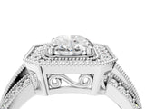 Platinum Oval Cut Halo Diamond Engagement Ring with Pave Split Shank and Four-Prong Setting_23