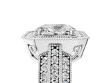 Platinum Oval Cut Halo Diamond Engagement Ring with Pave Split Shank and Four-Prong Setting_24