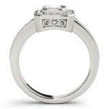 Platinum Oval-Cut Halo Diamond Ring with Pavé Band and Milgrain Prong Setting 1