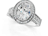 Platinum Oval Cut Halo Diamond Split Shank Pave Ring_14