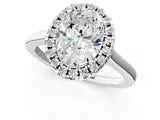 Platinum Oval Cut Halo Round Diamond Solitaire Ring with Pavé Band and Four-Prong Setting_13