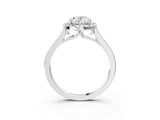 Platinum Oval Cut Halo Round Diamond Solitaire Ring with Pavé Band and Four-Prong Setting_15