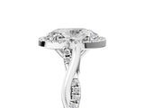 Platinum Oval Cut Halo Twist Band with Four-Prong Setting_12