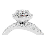 Platinum Oval Cut Moissanite Halo Ring with Round Split Shank and Prong Setting_70