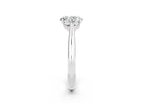 Platinum Oval Cut Moissanite Solitaire Engagement Ring with Cathedral Setting and Four-Prong Mount_2