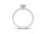 Platinum Oval Cut Moissanite Solitaire Pavé Engagement Ring with Round Band and Prong Setting_93