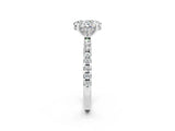 Platinum Oval Cut Moissanite Solitaire Ring with Round  Pavé Band and Four-Prong Setting_26