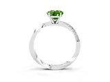 Platinum Oval Cut Peridot Engagement Ring with Side Stone Accents and Four-Prong Setting_15