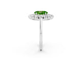 Platinum Oval Cut Peridot Floral Double Halo Engagement Ring with Prong Setting_188