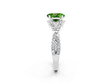 Platinum Oval Cut Peridot  Halo Twist Band Solitaire Prong Setting Ring_14