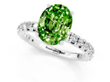 Platinum Oval Cut Peridot Pavé Solitaire Ring with Round Band and Prong Setting_43