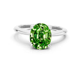 Platinum Oval Cut Peridot Solitaire Engagement Ring with Classic Band and Four-Prong Setting_12