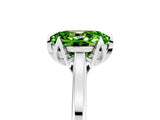 Platinum Oval Cut Peridot Solitaire Ring with Flower Prong Setting and Classic Band_17