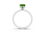 Platinum Oval Cut Peridot Solitaire Ring with Thin Band and Prong Setting_45