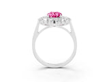 Platinum Oval Cut Pink Sapphire Floral Double Halo Engagement Ring with Prong Setting_141