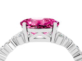 Platinum Oval Cut Pink Sapphire Scattered Round Accent Ring with Prong Setting_34