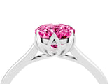 Platinum Oval Cut Pink Sapphire Solitaire Ring with Flower Prong Setting and Classic Band_4