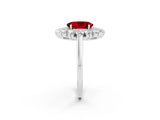 Platinum Oval Cut Ruby Floral Double Halo Engagement Ring with Prong Setting_189