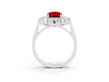 Platinum Oval Cut Ruby Floral Double Halo Engagement Ring with Prong Setting_190