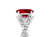 Platinum Oval Cut Ruby  Halo Twist Band Solitaire Prong Setting Ring_17