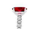 Platinum Oval Cut Ruby Pavé Solitaire Ring with Round Band and Prong Setting_47