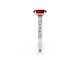 Platinum Oval Cut Ruby Solitaire Pavé Engagement Ring with Round Band and Prong Setting_98