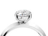 Platinum Oval Cut Solitaire Engagement Ring with Flat Band and Four-Prong Setting 4