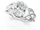 Platinum Oval Cut Solitaire Intertwined Band Prong Setting Ring_14