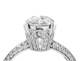 Platinum Oval Cut Solitaire Split Shank Pave Diamond Engagement Ring with Four-Prong Setting_17