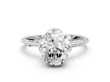 Platinum Oval Cut Solitaire Split Shank Pave Diamond Engagement Ring with Four-Prong Setting_49