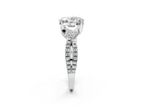 Platinum Oval Cut Solitaire Twist Pave Diamond Engagement Ring with Prong Setting_21