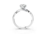 Platinum Oval Cut Solitaire Twist Pave Diamond Engagement Ring with Prong Setting_22