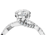 Platinum Oval Cut Solitaire Twist Pave Diamond Engagement Ring with Prong Setting_23