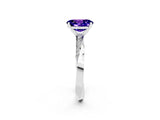 Platinum Oval Cut Tanzanite Engagement Ring with Side Stone Accents and Four-Prong Setting_14