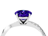 Platinum Oval Cut Tanzanite Engagement Ring with Side Stone Accents and Four-Prong Setting_16