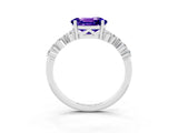 Platinum Oval Cut Tanzanite Scattered Round Accent Ring with Prong Setting_57