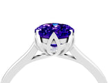 Platinum Oval Cut Tanzanite Solitaire Ring with Flower Prong Setting and Classic Band_4