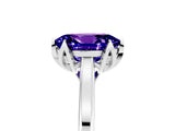 Platinum Oval Cut Tanzanite Solitaire Ring with Flower Prong Setting and Classic Band_5