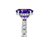 Platinum Oval Cut Tanzanite Solitaire Ring with Round  Pavé Band and Four-Prong Setting_41