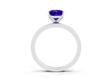 Platinum Oval Cut Tanzanite Solitaire Ring with Thin Band and Prong Setting_51