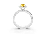 Platinum Oval Cut Yellow Sapphire Halo Ring with Round Split Shank and Prong Setting_81