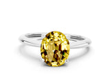 Platinum Oval Cut Yellow Sapphire Solitaire Engagement Ring with Classic Band and Four-Prong Setting_36