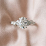 Platinum Oval Diamond Cluster Pavé Band with Four-Prong Setting_54