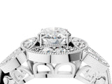 Platinum Oval Diamond Milgrain Marquise Filigree Engagement Ring with Prong Setting_10