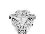 Platinum Oval Diamond Milgrain Marquise Filigree Engagement Ring with Prong Setting_11