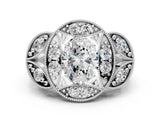 Platinum Oval Diamond Milgrain Marquise Filigree Engagement Ring with Prong Setting_6