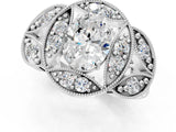 Platinum Oval Diamond Milgrain Marquise Filigree Engagement Ring with Prong Setting_7